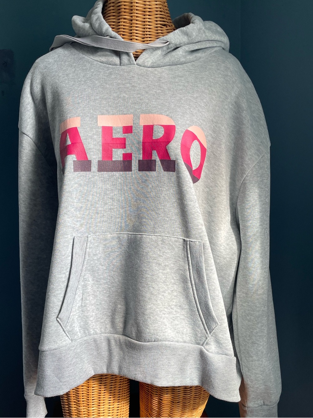 Aeropostale Gray Pink AERO Logo Pull-Over Hoodie Size 3X EUC